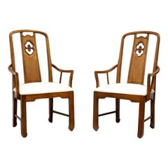 THOMASVILLE Mystique Asian Chinoiserie Dining Captain's Armchairs - Pair