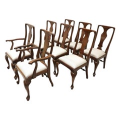 Vintage CRAFTIQUE Solid Mahogany Queen Anne Dining Chairs - Set of 8