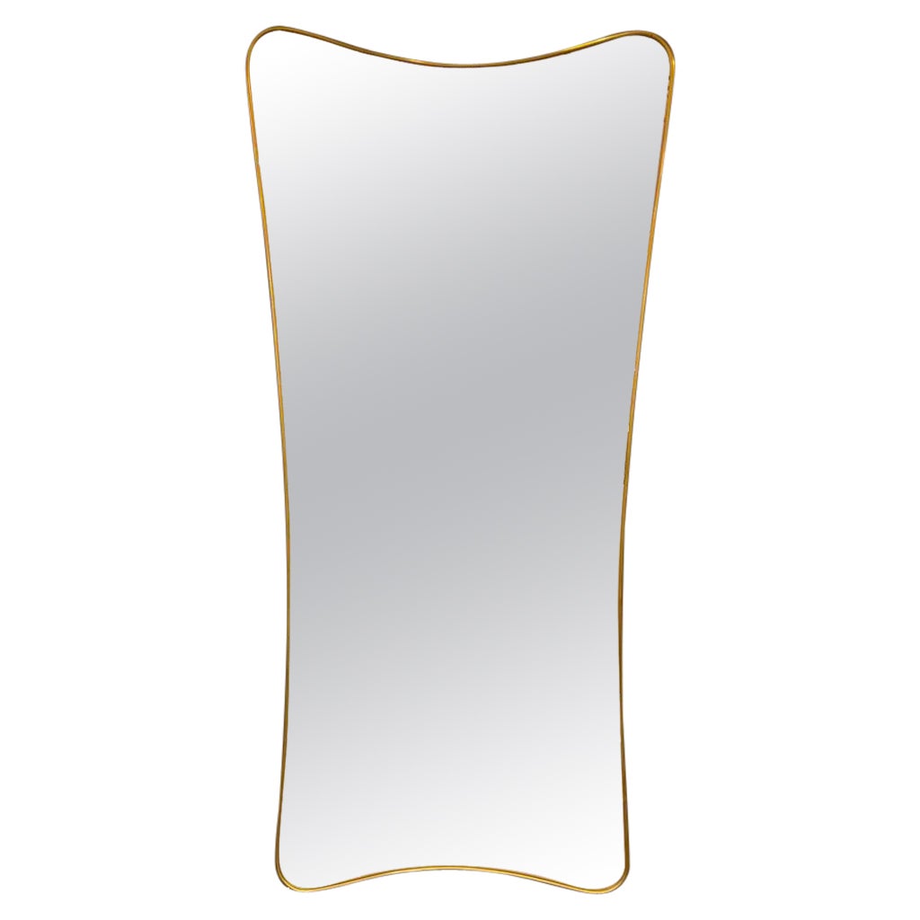 Large Italian Mirror in Brass in the Style of Gio Ponti, circa 1980