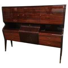 Mid-Century Modern Italian Mahogany Cupboard Bar by Osvaldo Borsani, 1950s