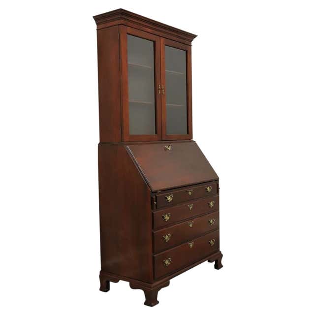 Vintage Cherry Chippendale Block Slant Front Secretary Desk by Jasper