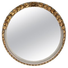 Art Deco Round Mirror/Garland in Gold