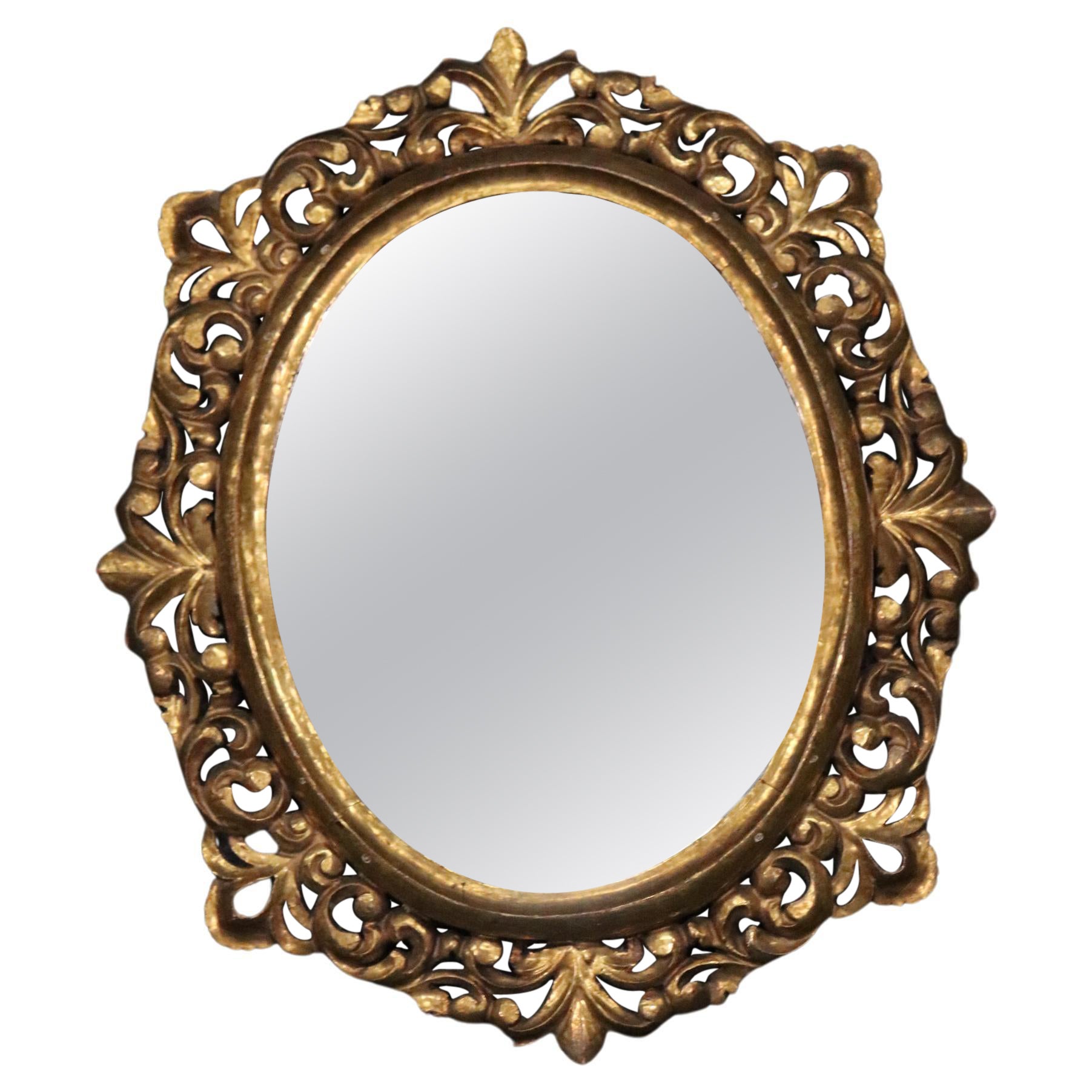 Gilded Gesso Florentine Italian Rococo Mirror circa 1860 For Sale