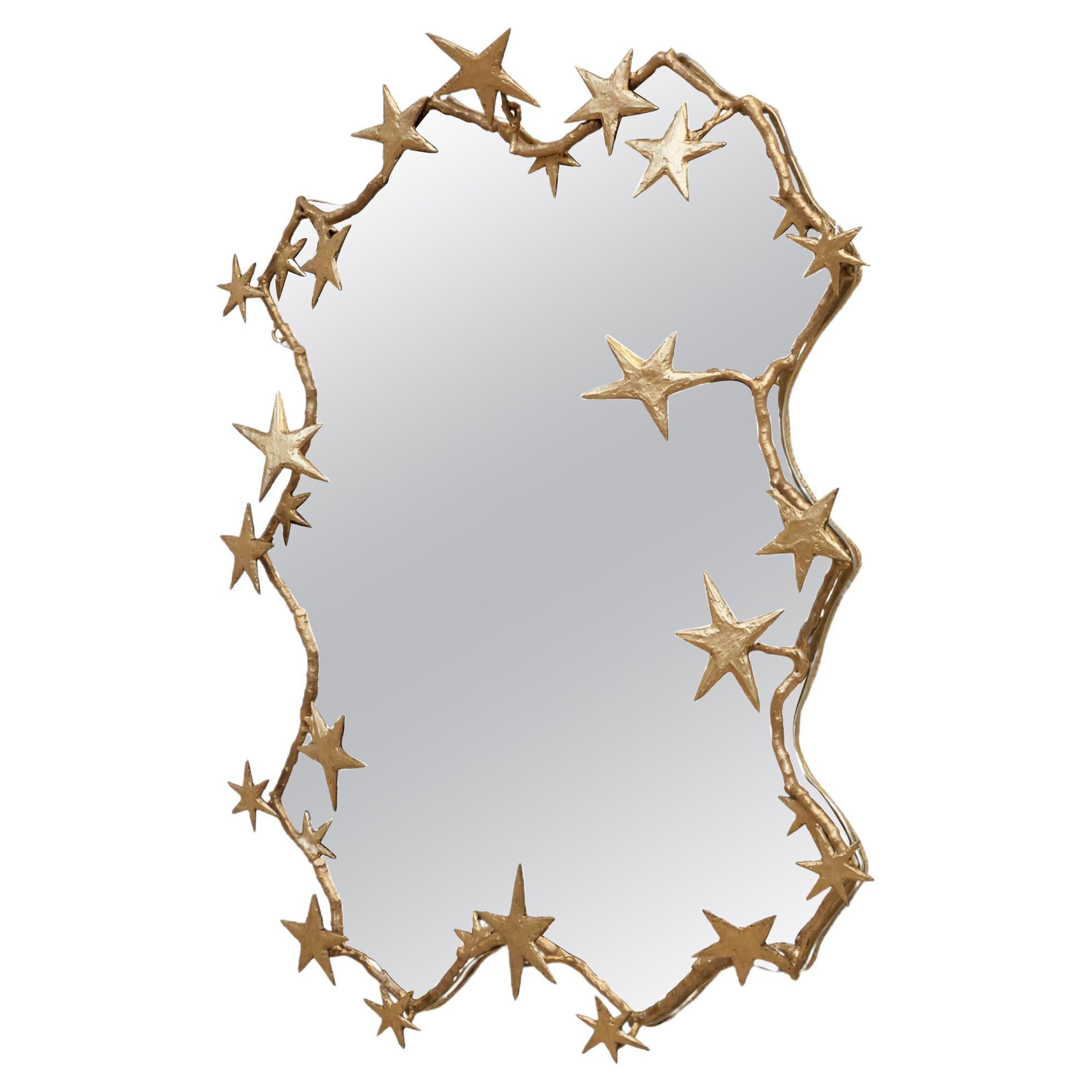 Mirror "Aux Étoiles" in Bronze by Joy de Rohan Chabot For Sale