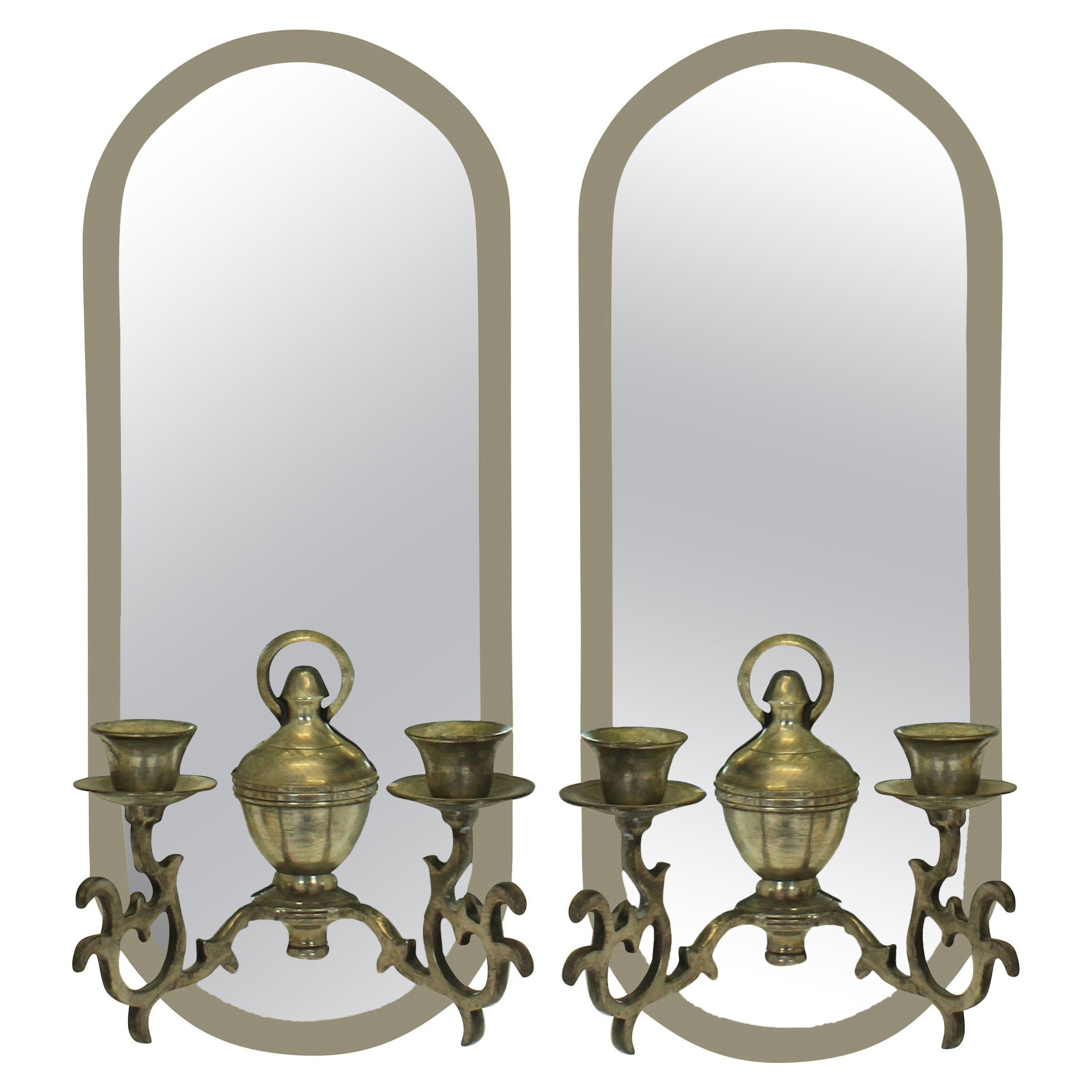 Pair of French Mirror Backed Girandole For Sale