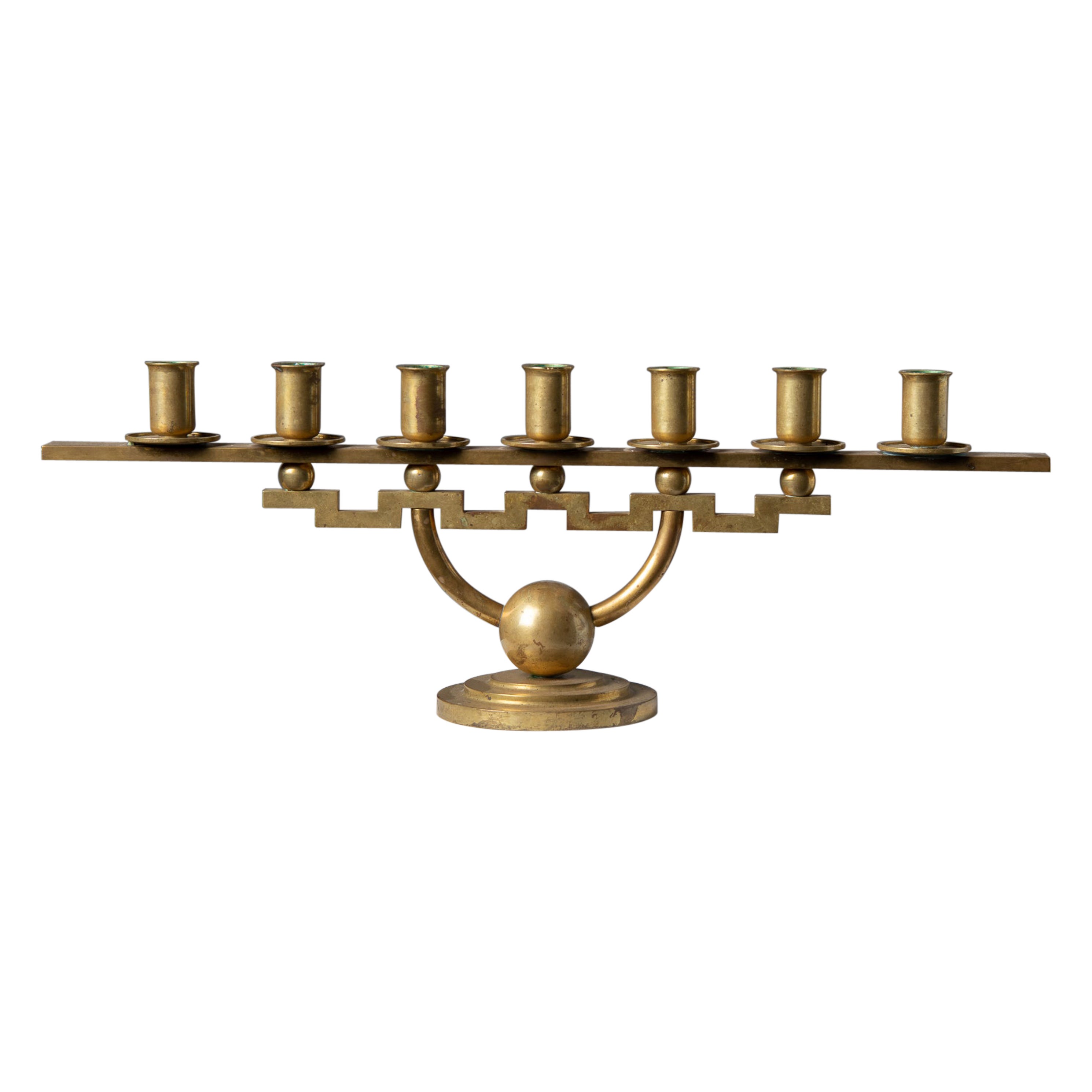 Scandinavian Modern Lars Holmström Geometric Brass Candlestick Holder