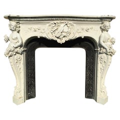 19th Century, Cast Iron & Marble Fireplace at the Greek Muses
