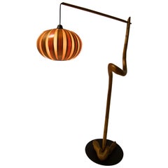 Custom Made Wooden Floor Lamp, 1960s