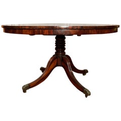Antique English Regency Rosewood Tilt-Top Center Table, Circa 1840-1860