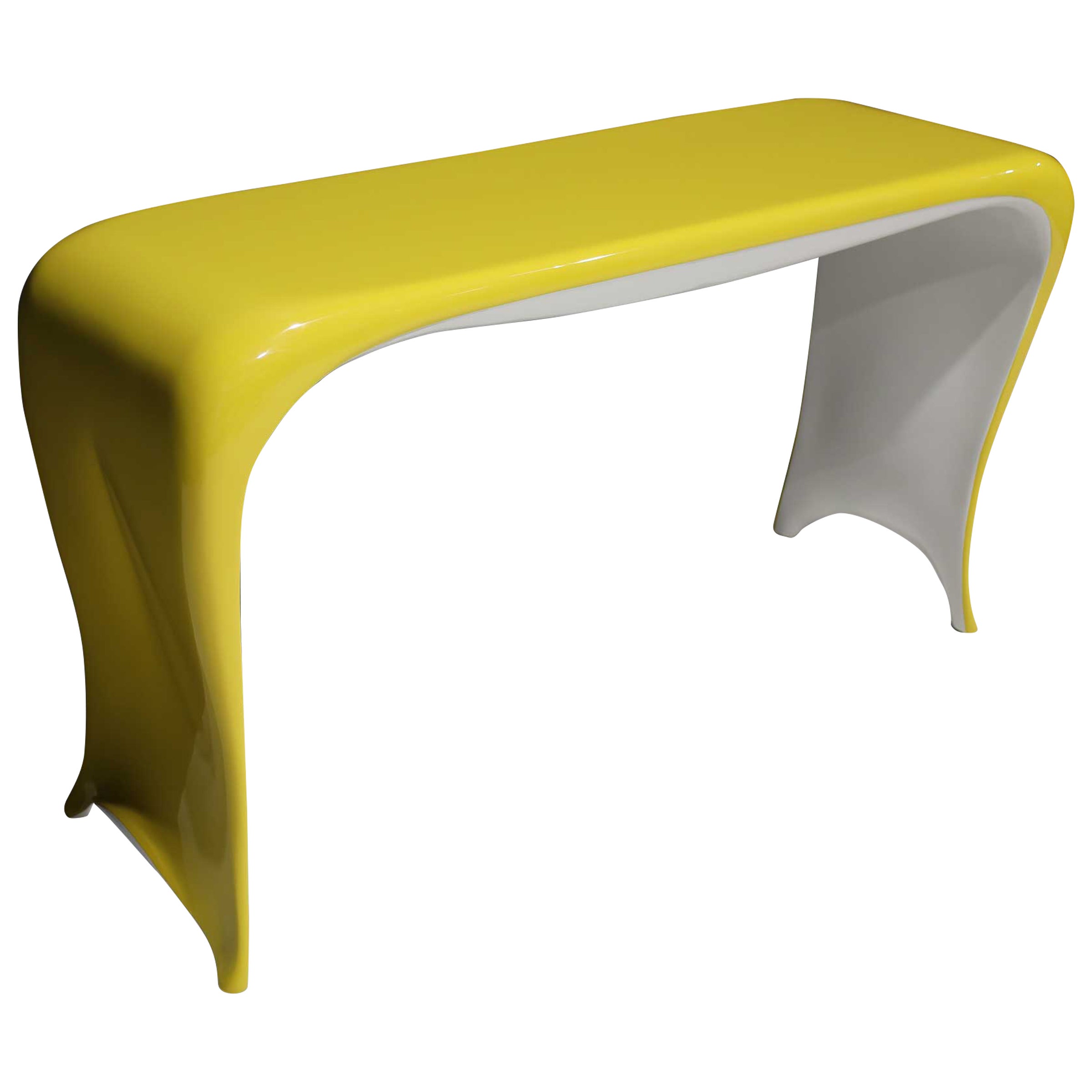 Goddess Console by Bruce Berman, 1985, in Yellow and White Lacquer For Sale