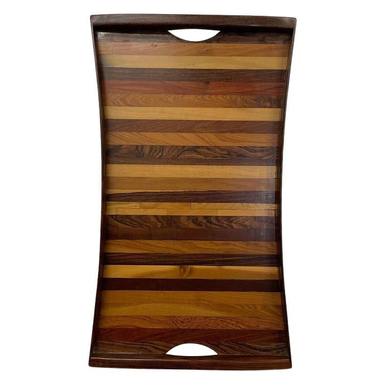 1970s Don Shoemaker Service Tray Exotic Wood Stripe Señal Mexico