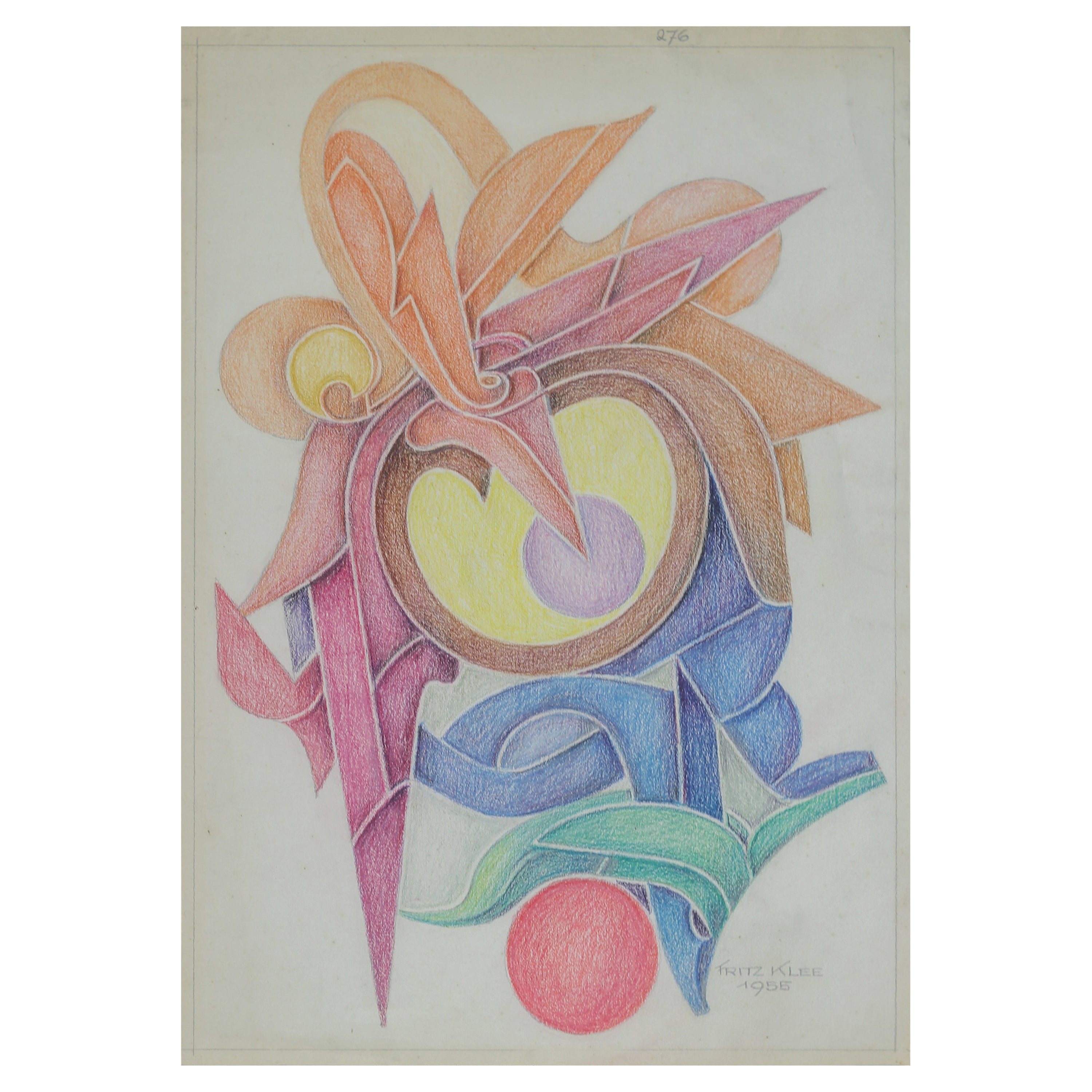 Abstract Composition Drawing by Fritz Klee, 1955