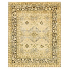 Tapis traditionnel Mogul ivoire unique en son genre fabriqué à la main