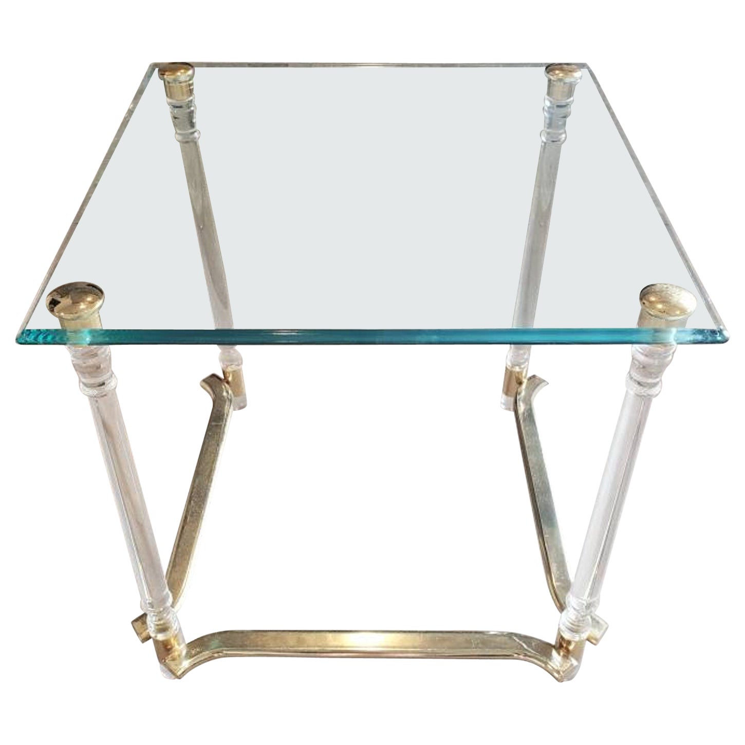 Mid-Century Modern Acrylic Lucite Glass End Table For Sale