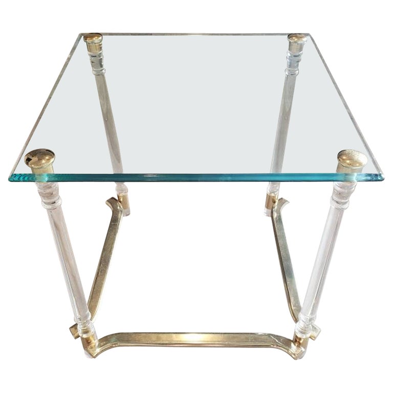 Mid-Century Modern Acrylic Lucite Glass End Table For Sale at 1stDibs