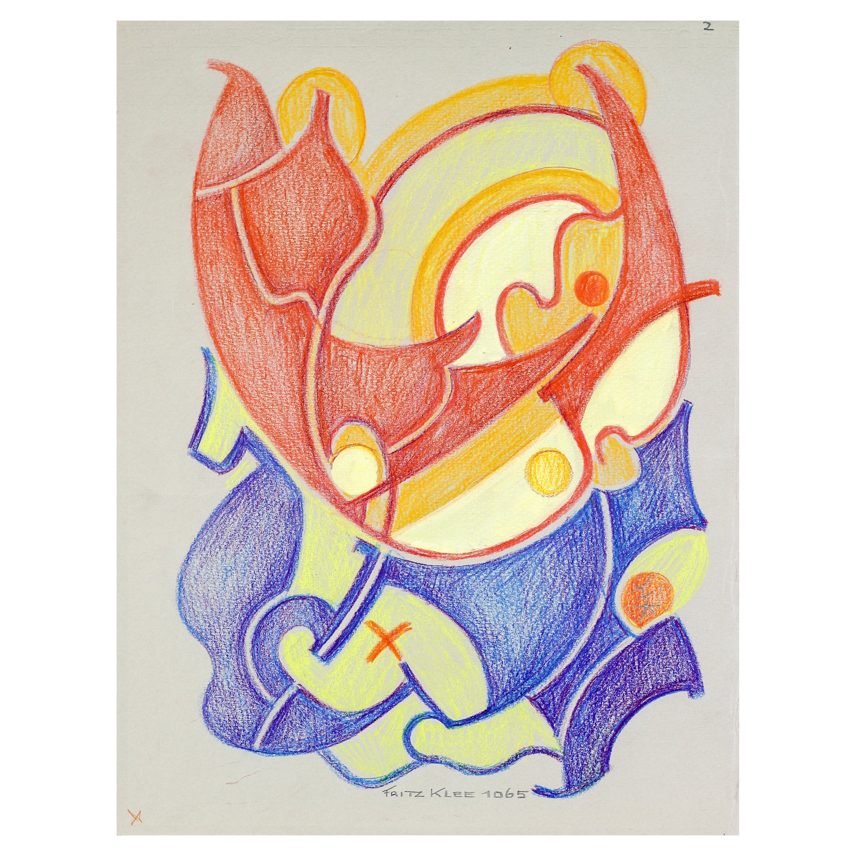 Disegno di composizione astratta di Fritz Klee, 1965