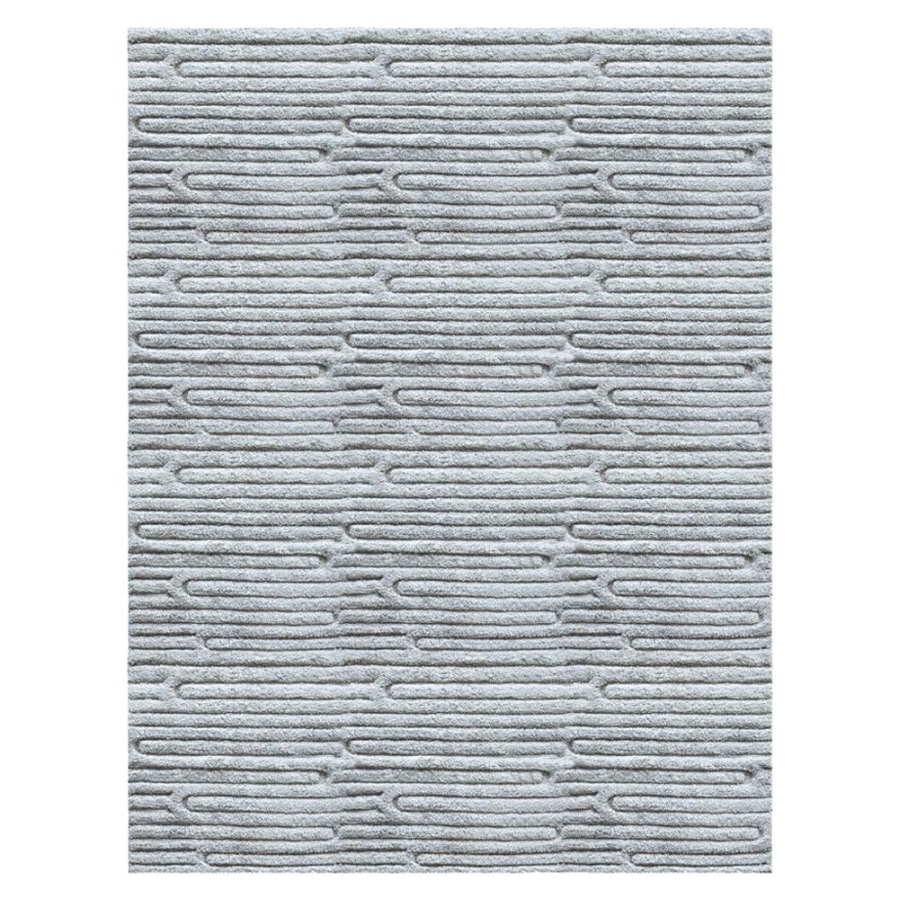 Timeless Style Customizable Labyrinth Weave Rug in Ash Small For Sale