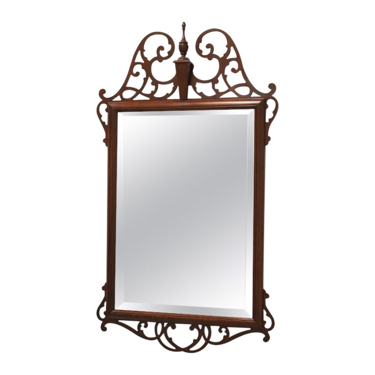 Large Carved Mahogany Chippendale Wall Mirror For Sale at 1stDibs