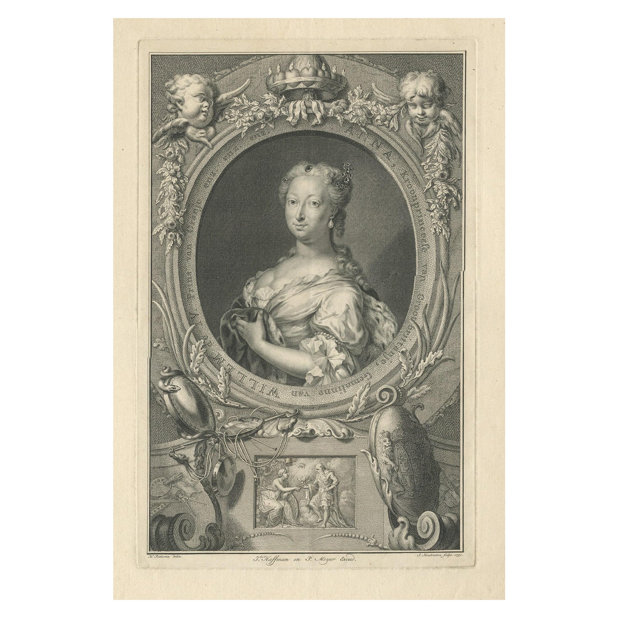 Magnifique portrait d'Anne, princesse royale et princesse d'Orange, 1750 en vente