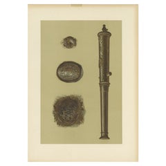 Antique Print of a Bronze Cannon by Gibb, 1890