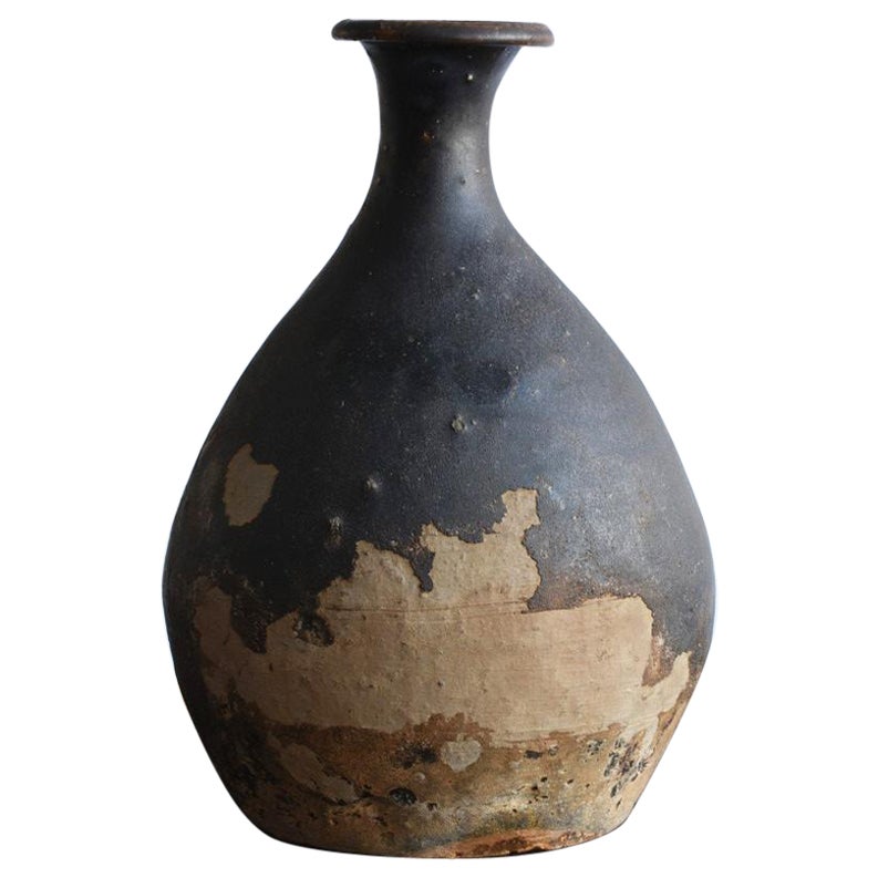 Korean Antique Black Glaze Vase / 15th Century / Wabi-Sabi Vase / Mingei