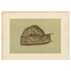 Antique Print of a Cap worked by Queen Mary Stuart by Gibb, 1890