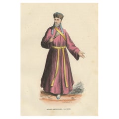 Original handkolorierter antiker Druck eines Jesuit-Missionärs in China, 1845