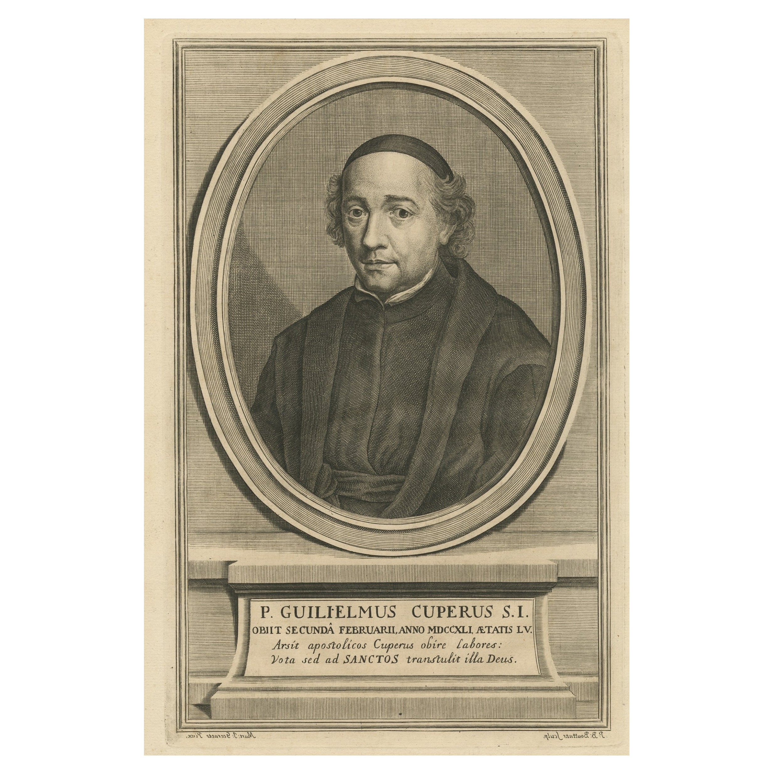 Portrait of the Jesuit Willem 'Guilielmus' Cuperus, Published 1740 For Sale