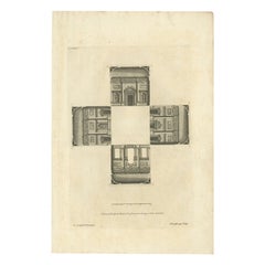 Antique Print of a Great Hall by Campbell, 1725