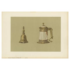 Impression ancienne d'une cloche et d'une chope en agate couverte à la main par Gibb, 1890