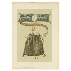 Antique Print of a Jacobite Pincushion and a Silk Purse by Gibb, 1890