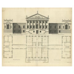 Antique Architectural Print of a New Design for Robert Walpole, England, 1725