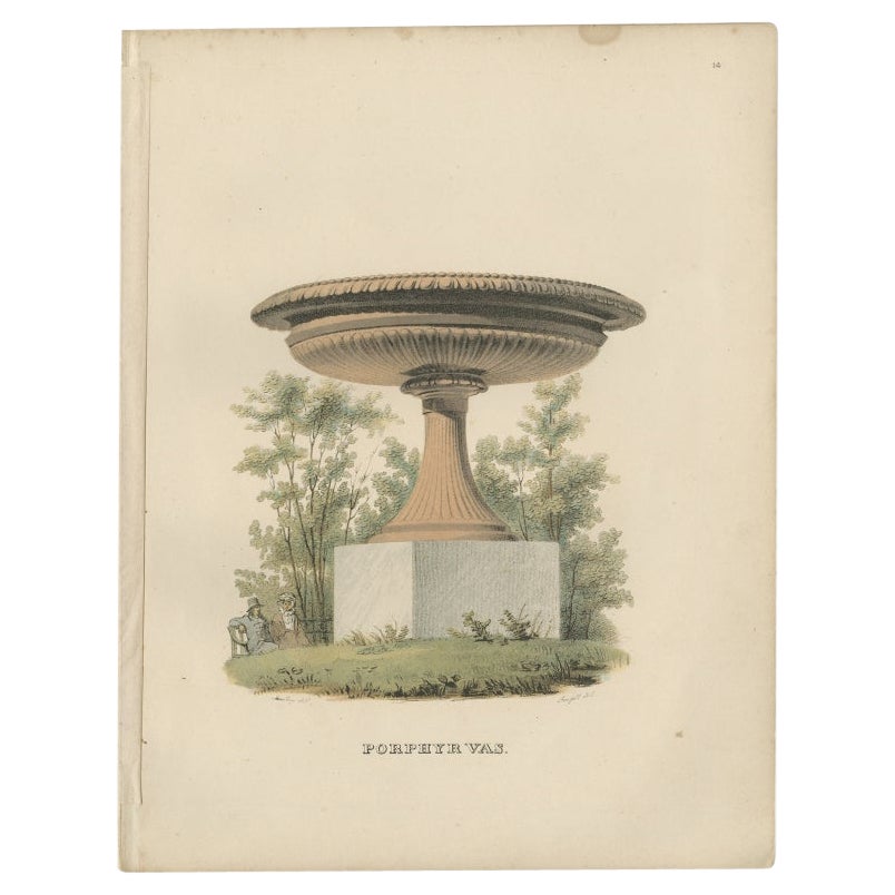 Antique Print of a Porphyry Vase by Sandberg, c.1864