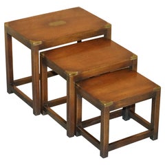 Fine Harrods London Kennedy Hardwood Military Campaign Nest of Side End Tables
