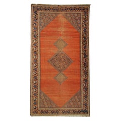 Traditional Rust Living Room Rug Geometric Handwoven Oriental Wool Rug