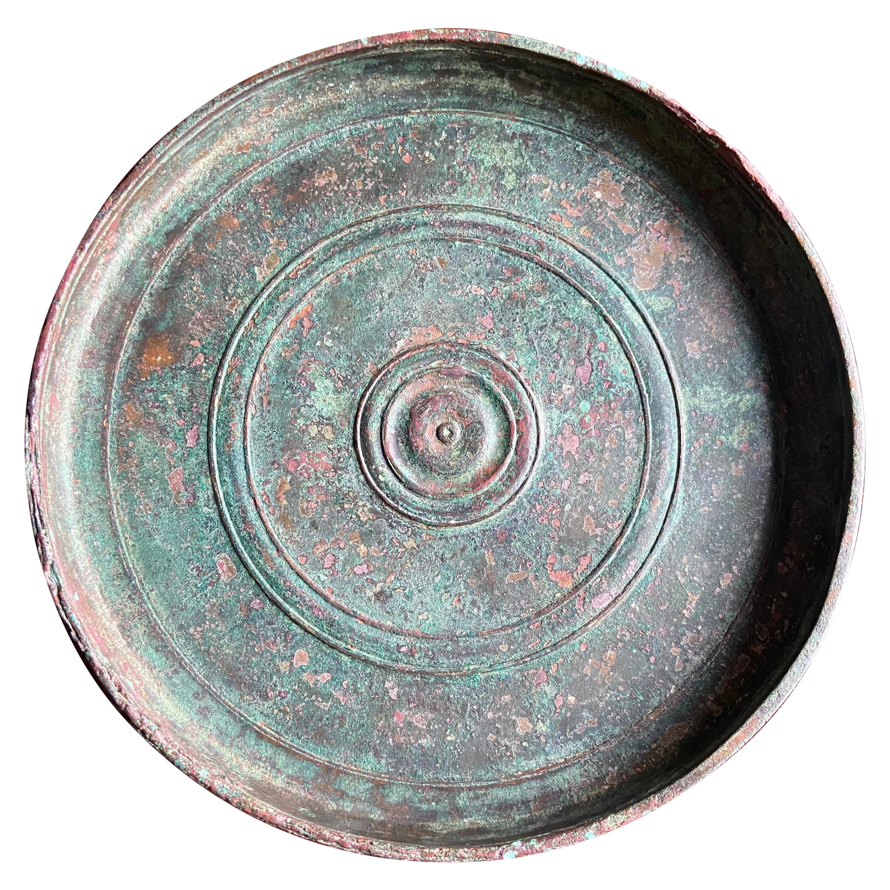 Highly Decorated Ancient Hellenistic Bronze Mirror with Lid For Sale