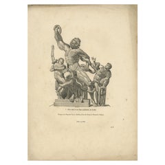 Antique Print of a Statue of Laocoön and His Sons by Knight, 1835