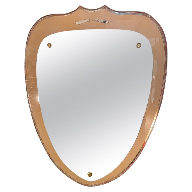 Italian Mirror in the Shape of Shield, circa 1940 For Sale