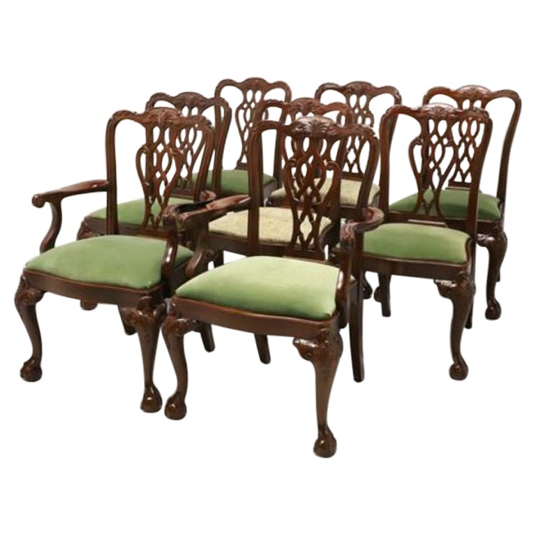 LEXINGTON Solid Mahogany Chippendale Style Ball in Claw Dining Chairs - Set of 8