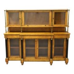 Antique French Empire Style Walnut Display Cabinet / Sideboard