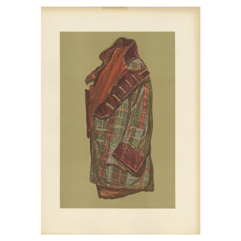 Estampa antigua de un abrigo de tartán de Gibb, 1890