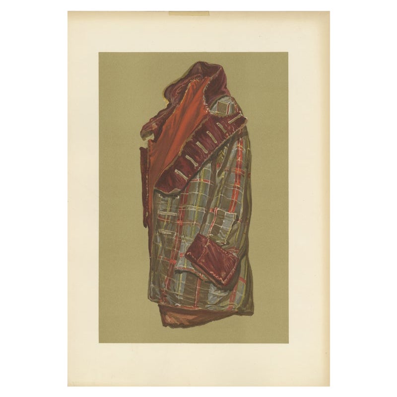 Impression ancienne d'un manteau en tartan par Gibb, 1890 en vente