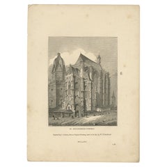 Antiker antiker Druck der Aachen-Kathedrale von Knight, 1835