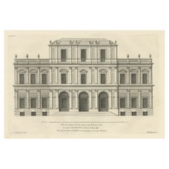 Impression ancienne d'un dessin de bâtiment non réalisé pour M. Tobias Jenkyns, York, 1717