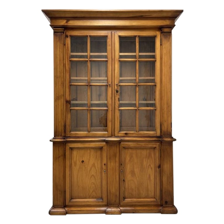 HENREDON Polo Ralph Lauren Distressed Pine Chippendale Style China Cabinet  at 1stDibs | ralph lauren china cabinet, ralph lauren cabinet hardware