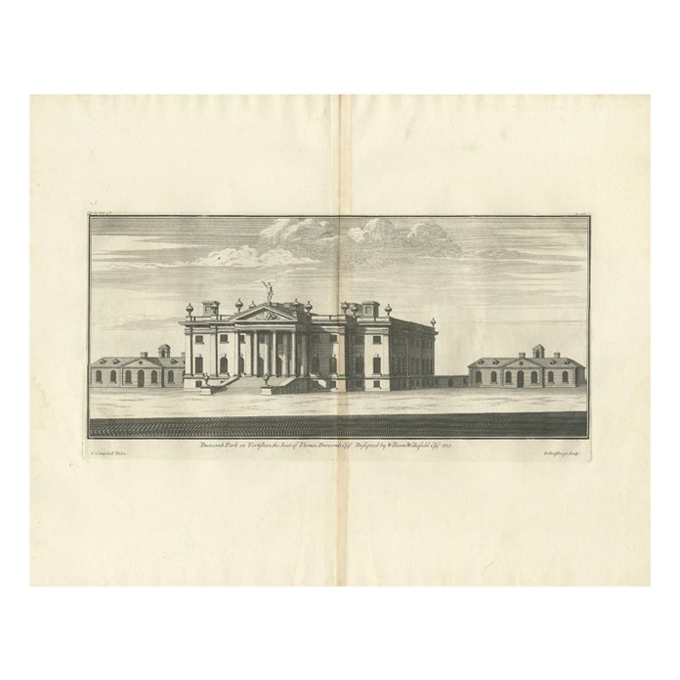 Antique Print of Duncombe Park by Campbell, 1725 For Sale