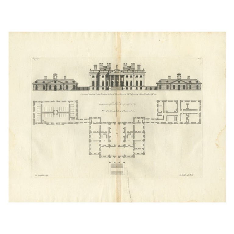 Impression ancienne de Duncombe Park par Campbell, 1725 en vente