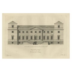 Antique Print of Hagley Hall in Worcestershire, England, ca.1770