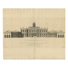 Antique Architectural Print of Hopetoun House near Edinburgh, Scotland, 1725