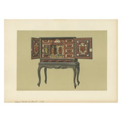 Impression ancienne d'un meuble de rangement de la reine Mary Queen of Scots par Gibb, 1890